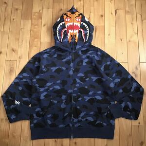 ★3XL★ ダブル タイガー シャーク パーカー Double tiger shark full zip hoodie a bathing ape BAPE Blue camo エイプ ベイプ XXXL z756