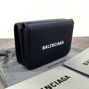 送料込み！ 極美品 BALENCIAGA コンパクトウォレット ネイビー 235