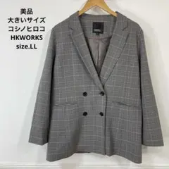 19美品　大きいサイズ　コシノヒロコ　HKWORKS チェック　ジャケット