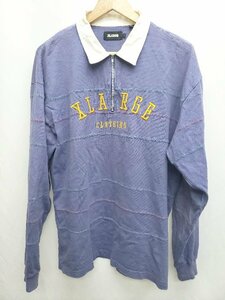 ◇ XLARGE エクストララージ RUGBY ZIP SHIRT ハーフジップ ラガーシャツ サイズL パープル系 メンズ P