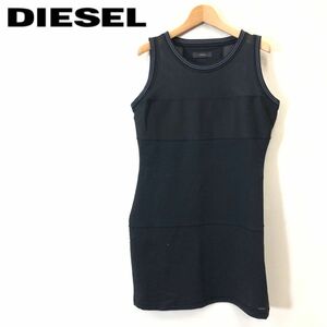 G536-F◆ DIESEL ディーゼル ノースリーブカットソー ロング ワンピース トップス ◆ ポリエステル ブラック 古着 春夏