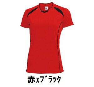 新品 バレーボール 半袖 シャツ 赤xブラック Mサイズ 子供 大人 男性 女性 wundou ウンドウ 1620 送料無料