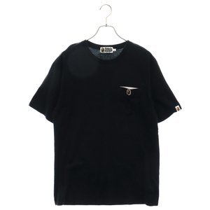 A BATHING APE アベイシングエイプ フロント ロゴ ワンポイント Tシャツ 001CSI801009M ブラック