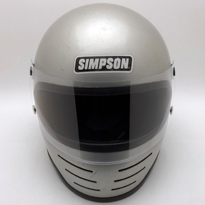 送料無料 2月6日値下 BHVシールド付 SIMPSON M61 SILVER 58cm/シンプソン銀シルバービンテージヘルメットmadmax族ヘルスーパーバンディット