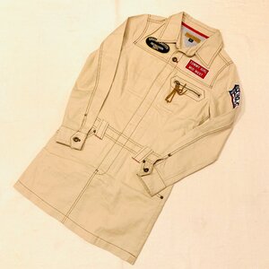 tommy jeans　トミージーンズ　ロゴ ワッペン　コットン ジップ　ロングスリーブ ワンピース　ベージュ　S/P　I1 2100