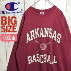 【希少品】ARKANSAS BASEBALL チャンピオン デカロゴスウェットL