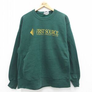 XL/古着 リー Lee 長袖 スウェット メンズ 90s FIRST SOURCE 大きいサイズ クルーネック 緑 グリーン spe 24aug28 中古 スエ