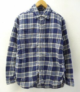 ◆Johnbull ジョンブル シュリンク オリジナル チェック ネルシャツ ネイビー サイズS 美
