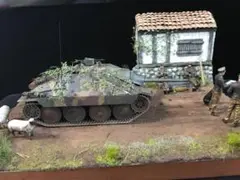 ジオラマ　タミヤ　1/35 ドイツ軍　戦車　ヘッツァー　完成品