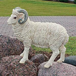 動物彫刻 角を持ったドーセット羊 ヒツジ 彫像/ガーデニング 庭園 芝生 園芸 広場 アクセント羊年 記念品 誕生日プレゼント 贈り物(輸入品)