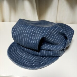 ENGINEERED GARMENTS エンジニアードガーメンツ ストライプ デニムワークキャップ 帽子 USA製 アメリカ製 M インディゴブルー