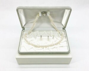 [中古]パールネックレス イヤリングセット シルバー K14WG