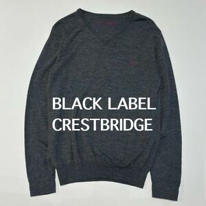 BLACK LABEL CRESTBRIDGE ブラックレーベルクレストブリッジ　 セーター　 長袖　 Vネック　トップス　 ニット　M グレー