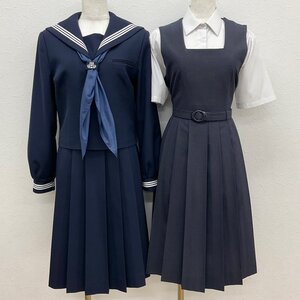 U896/S1318(中古/箱)千葉県 松戸市立第六中学校 6点 /旧制服/160A/L/セーラー/ブラウス/ジャンパースカート/スカーフ/靴/加工あり/卒業生品