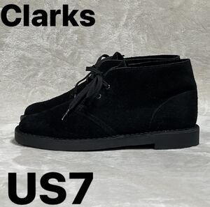 即決/美品/Clarks collection クラークス Boot チャッカブーツ/ブラック/ 24.5〜25.0cm メンズ/革靴/本革/カジュアル/黒 デザート