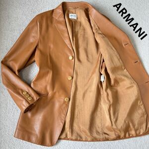 美品/ Lサイズ◎ ARMANI COLLEZIONI 【極上のラムレザー】 アルマーニコレッツォーニ レザージャケット テーラード キャメル 羊革 本革 