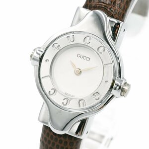 1円 稼働 GUCCI グッチ 6600L ターンフェイス QZ クオーツ 白文字盤 SS レディース 腕時計 バングルウォッチ ラウンド 343520240507