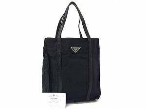 1円 PRADA プラダ テスートナイロン×レザー ハンドバッグ トートバッグ レディース ブラック系 FB8548