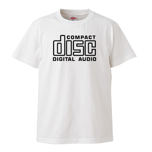 【Mサイズ 白Tシャツ】CD Tシャツ Compact Disc Digital Audio LP MD EP レコード アナログ バンドTシャツ コンパクトディスク 音楽