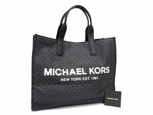 1円 ■美品■ MICHAEL KORS マイケルコース PVC トートバッグ ハンドバッグ レディース メンズ ブラック系 FD7608