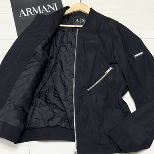 未使用級/XL相当●ARMANI EXCHANGE アルマーニエクスチェンジ MA-1 ブルゾン フライトジャケット キルティング 中綿 ロゴ刻印 肩ロゴ