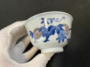 清 呉須　抹茶碗 染付 茶碗　茶器 時代物　茶道具 中国美術　骨董品 唐物