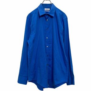 Calvin Klein 長袖 柄シャツ L ブルー カルバンクライン ドット柄 ノンアイロン スリムフィット 古着卸 アメリカ仕入 a609-5937