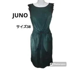 「JUNO」ノースリーブワンピース　刺繍　総柄 　サイズ38