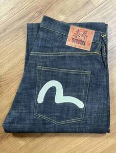 未使用品 EVISU エビス エヴィス 2001 朱耳 SPECIAL デニム ジーンズ カモメペイント 白 生デニム リジッド 34×35