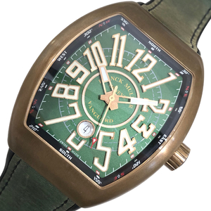 フランク・ミュラー FRANCK MULLER ヴァンガード V45 SC DT CIR グリーン 牛革 ブロンズ 腕時計 メンズ 中古