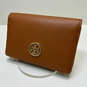 ☆未使用-美品☆ ◆TORY BURCH トリーバーチ　カードケース◆　名刺入れ　サフィアーノ　ダブルT　ブラウン 【送料無料】1017A