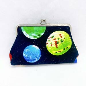 アイスクリーム/宇宙＊Lサイズ＊がま口 ポーチ/通帳 化粧ポーチ etc ハンドメイド