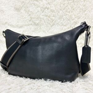 1円●極美品●COACH●コーチ メンズ クロスボディ ショルダーバッグ ヘリテージ チャーム ショルダーバッグ ブラック 黒 通勤 メンズ 