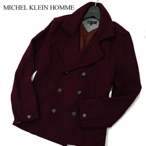 MK HOMME ミッシェルクラン オム ミッシェルクラン オム 秋冬 刻印ボタン★ メルトン ウール Pコート Sz.48　メンズ　A2T14176_C#N