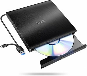 外付けDVDドライブ 極静音 CD DVDドライブ 外付け 高速 USB 3.0&Type-Cデュアルポート 読み出し&書き込み 光学ドライブ