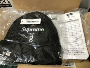 新品未開封 納品書付き Supreme New Era Cross Box Logo Beanie 黒 ビーニー BLACK ニット帽子 