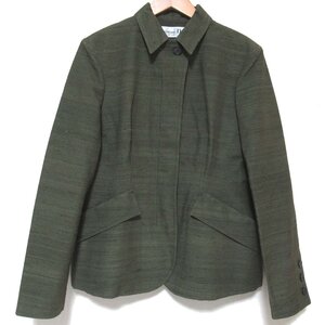 美品 20SS Christian Dior クリスチャンディオール シルク100% 比翼 シングル シャンタン バージャケット F42サイズ オリーブ カーキ系