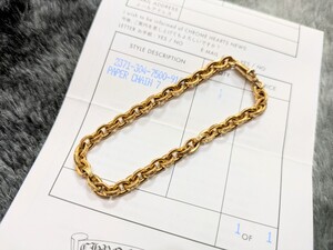 【極上個体】クロムハーツ　CHROME HEARTS 22k ペーパーチェーン　ブレスレット　7inch ネックレスチェーンと連結可能！