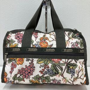 □47−2609 LeSportsac レスポートサック ボストンバッグ ミニボストン 小さめ ハンドバッグ 花柄 レディース カーキ系 アイボリー系 軽量