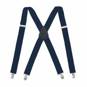 【新品】 サスペンダー X型 レギュラーサイズ 太さ3.5センチ Elastic X-Back Pant Suspenders ネイビー 紺色【送料無料】