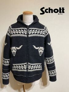 【美品】 Shot Bros. ショット カウチン ジップ ウール セーター 中わた ジャケット アウター サイズL 長袖 チャコールグレー 44959