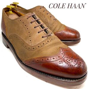 ☆即決・送料無料☆【製造終了品・米国製】COLE HAAN コールハーンカントリー コンビレザー ウィングチップ 茶 ブラウン 24.5cm メンズ