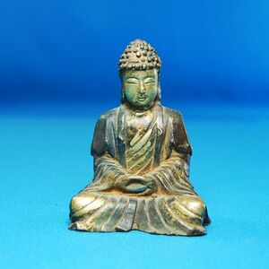 Q1166 中国美術 鍍金座仏 箱無 検:鍍金 古銅 銅製 置物 座仏 仏教美術 中国 古玩 唐物