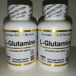 【2個セット】L-グルタミン 500mg 120ベジカプセル California Gold Nutrition【新品・送料込】