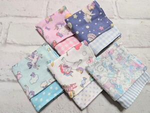 ＊ハンドメイド＊ダブルガーゼハンカチ＊5枚セット＊約16×16㎝＊ユニコーン柄＊ 入園 入学＊ 新学期準備＊