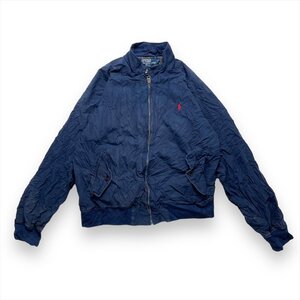 ポロ ラルフローレン ブルゾン ネイビー POLO Ralph Lauren 古着 メンズ M フルジップ フラップポケット 袖リブ