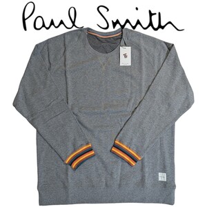 新品 ポールスミス Paul Smith スウェット LL トレーナー マルチストライプ ラウンジウェア チャコール杢 リブ カラーステッチ メンズ