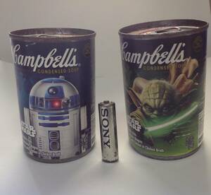 ジャンク品 コレクターズスターウォーズ キャンベルのスープ缶 ヨーダ、R2-D2 Campbell