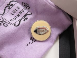 超美品 【ルルギネス LULU GUINNESS】 唇 リップモチーフ ピンバッジ ピンブローチ (レディース) シルバー系×ベージュ系 ■7ME7047■