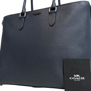 1円～【未使用】入手困難品 コーチ COACH トートバッグ ビジネスバッグ ブリーフケース A4 2way レザー メンズ レディース ネイビー